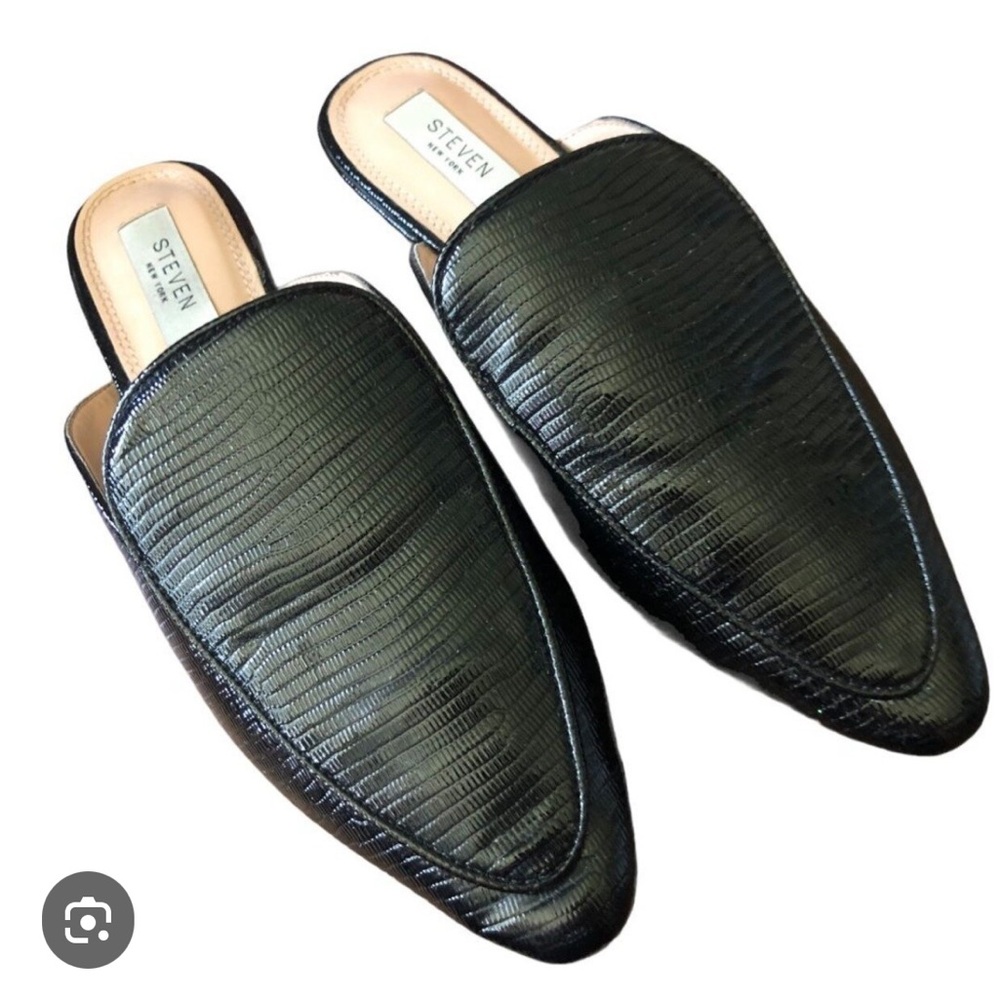 - Steven  New York black patent vegan leather mule size 7.5